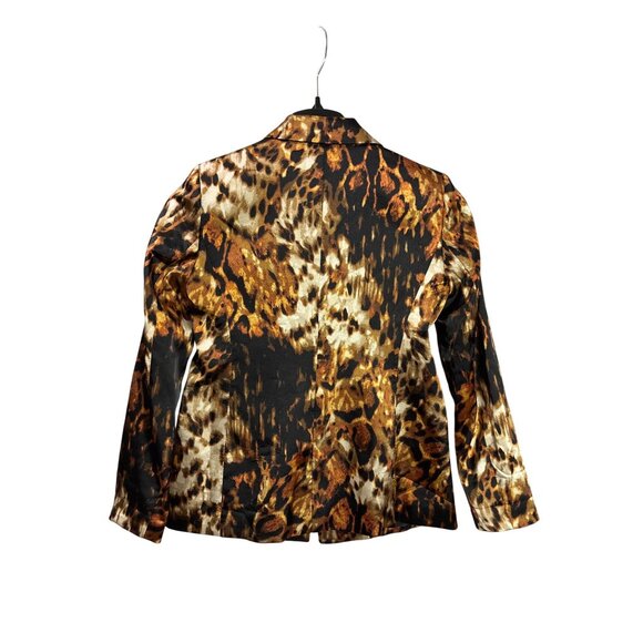 Kasper Deco Decadence Copper Leopard Print Blazer Jacket Womens Size 2P New - Picture 2 of 4